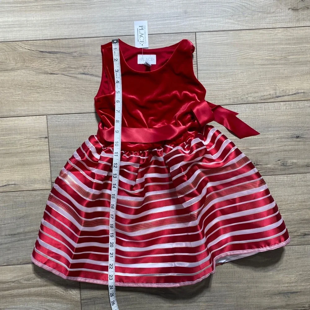 The Childrens Place Girls‎ Sleeveless Striped Holiday Dress Size Small 5/6 Red